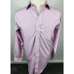 Brooks Brothers Mens 16-34 Slim Fit Non Iron Lavender Stripe Dress Shirt Pocket